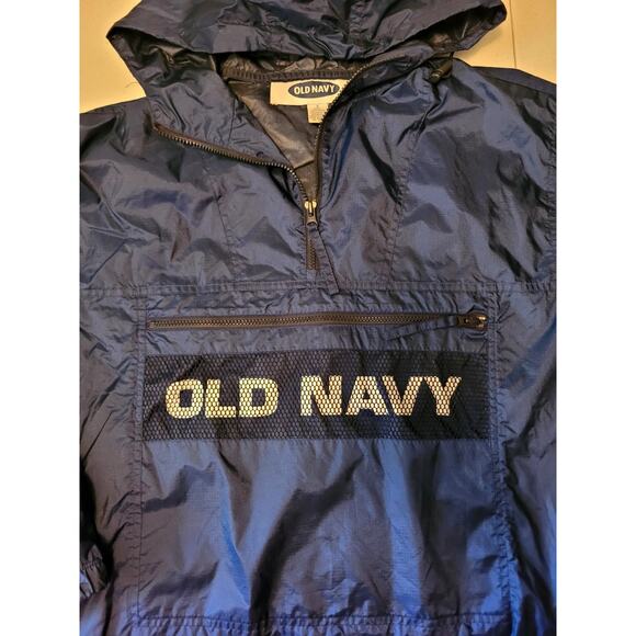 Vintage Old Navy Spell Out Anorak Style Jacket Men’s S Nylon Windbreaker Hooded - Picture 4 of 16